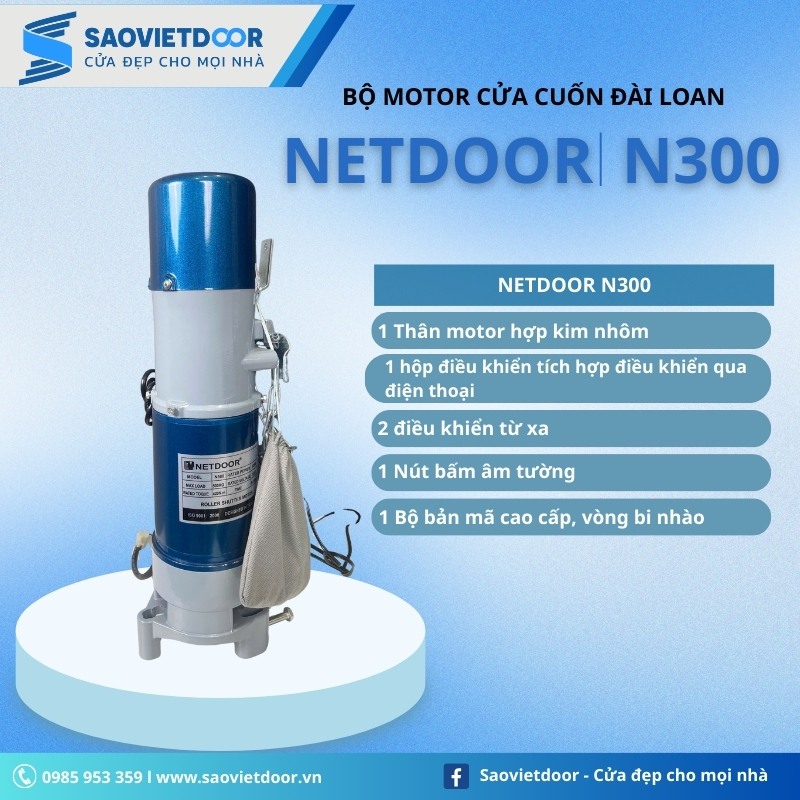 Bộ motor cửa cuốn Netdoor N300 công nghệ Đức