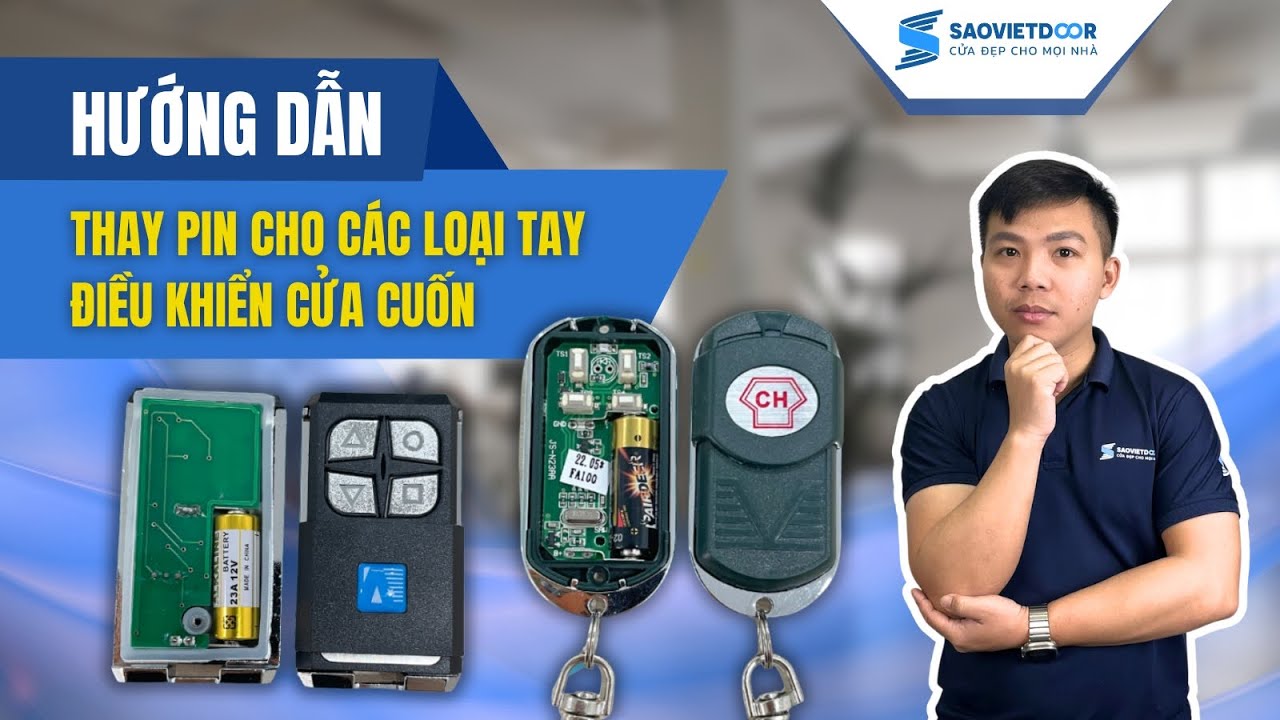 Hướng dẫn thay pin tay điều khiển cửa cuốn